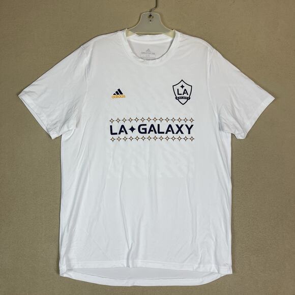 Adidas Creator Tee Mens L White LA Galaxy Football Short‎ Sleeve Crew Neck - Picture 1 of 9